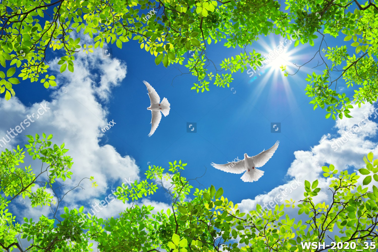 Dán trần hình hoa lá WSH-2020_35